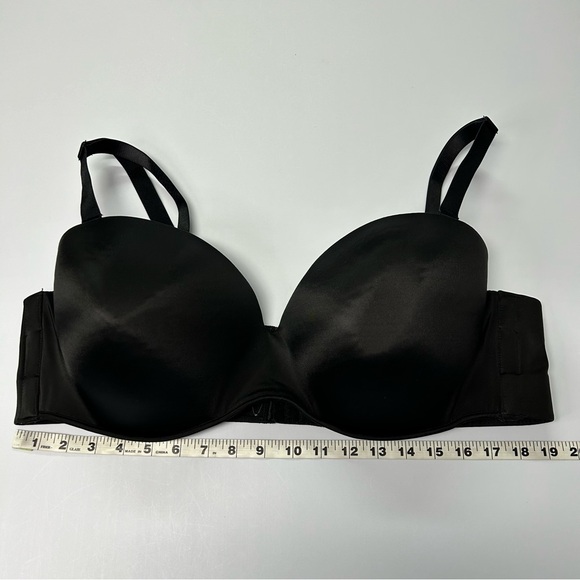 Cacique Smooth Full Coverage T Shirt Bra Size 46DD Underwire Lined Black Satin - Picture 5 of 9